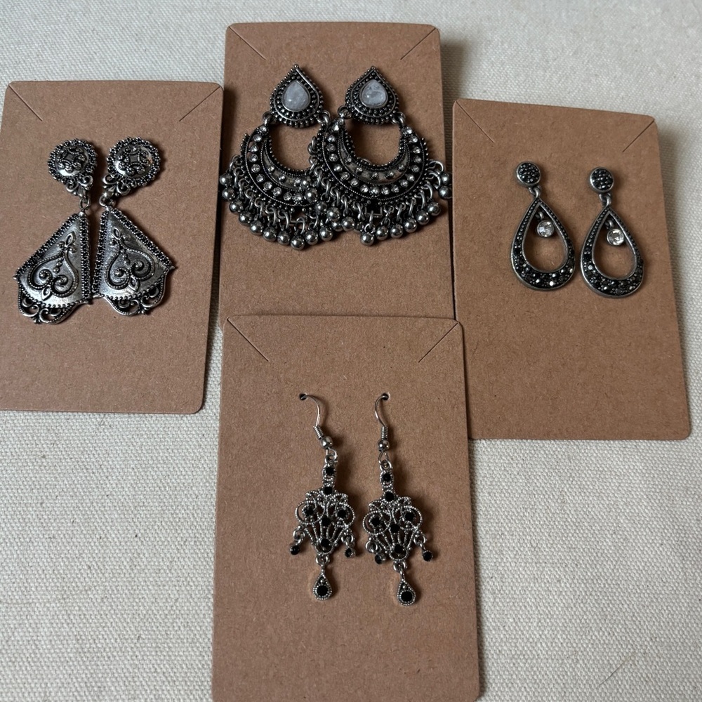 Elegant Silver-Toned Earrings Set
